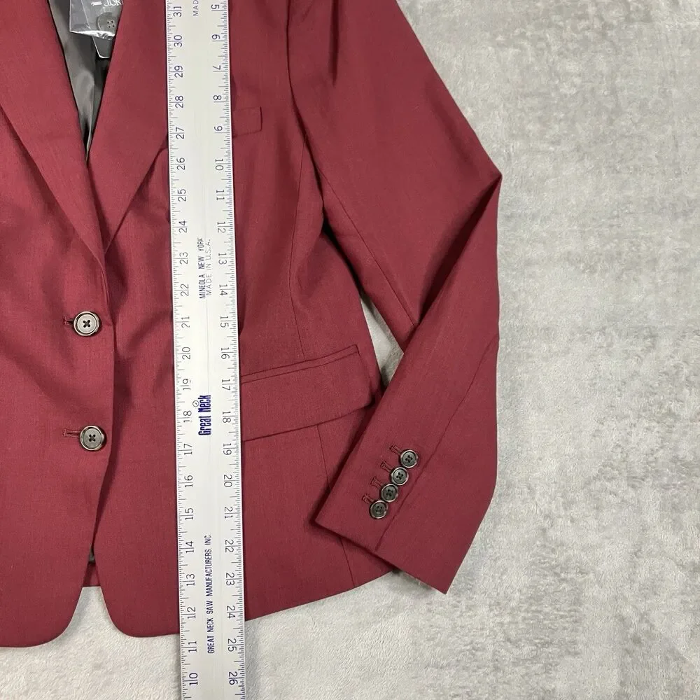 J Crew Wool Blend Blazer Womens 6 Burgundy École Italian Single Breasted CN792